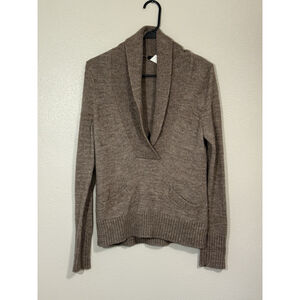 J Crew Womens Merino Wool Alpaca Blend Tan/Brown Sweater Pullover 90s M Workwear